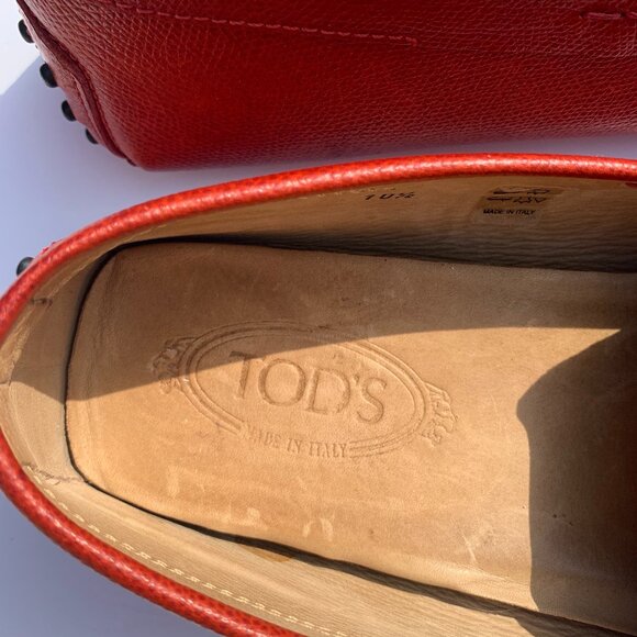 Men’s Tod’s Leather Gommino Slip On Loafers Drivers Red  Size 10.5 main image 5